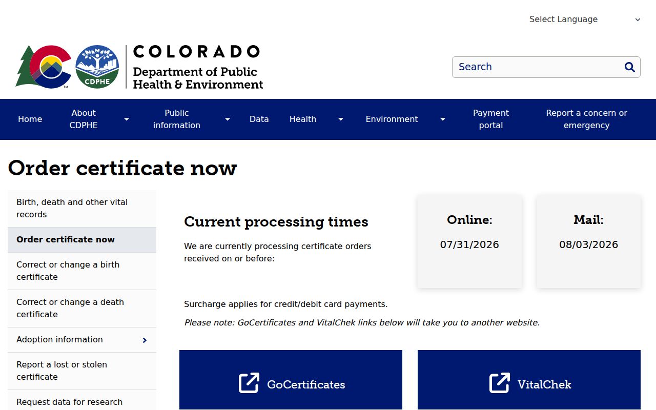 Brighton resident lookup Colorado vital record ordering routes