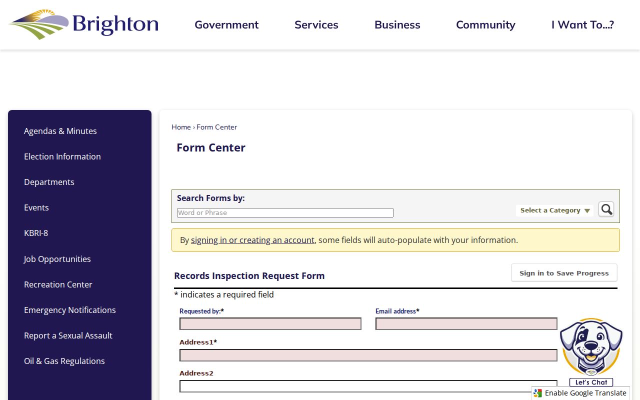 Brighton residents directory local records inspection request form
